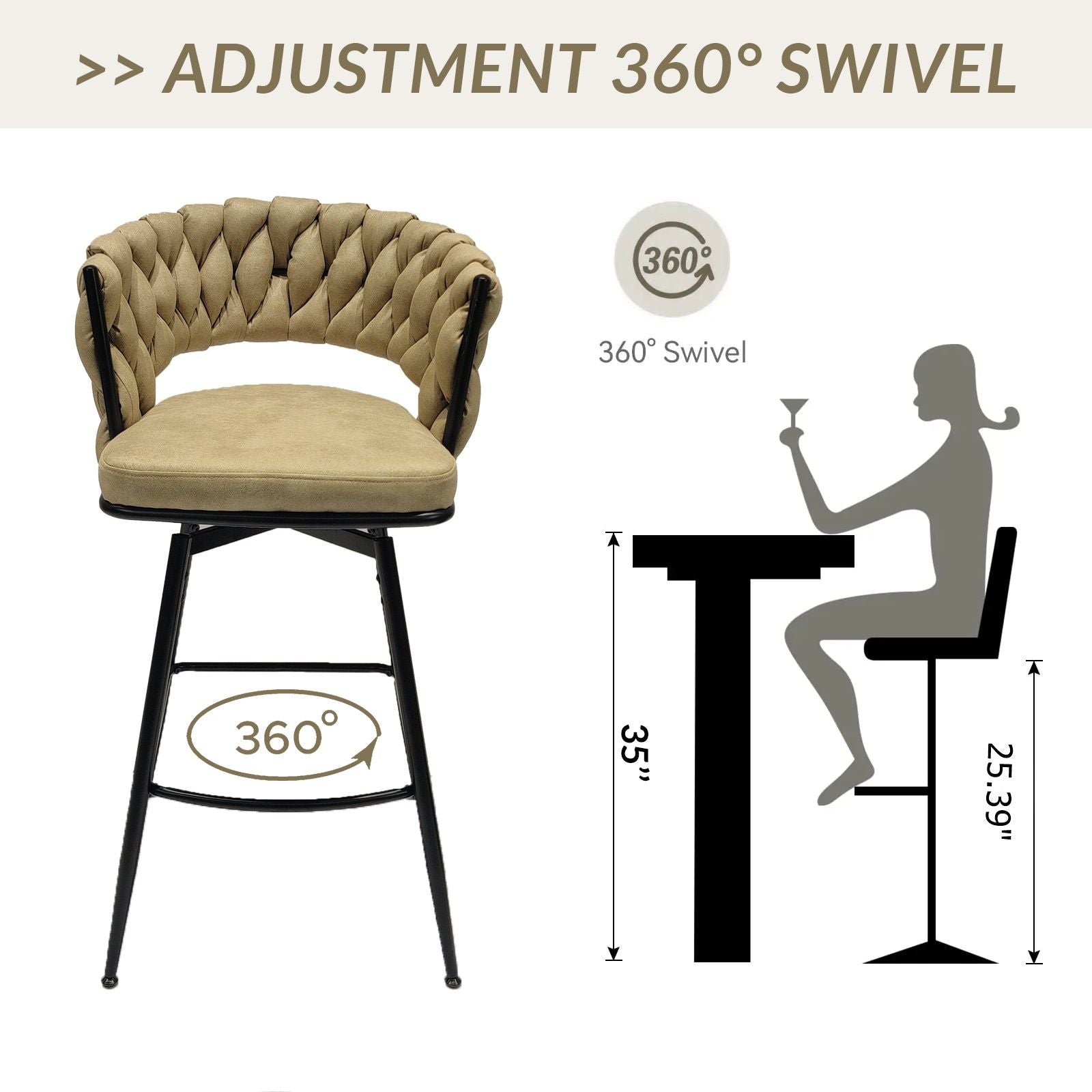 Bar Stool 360 Swivel With Back Footrest by HouseOfZazla