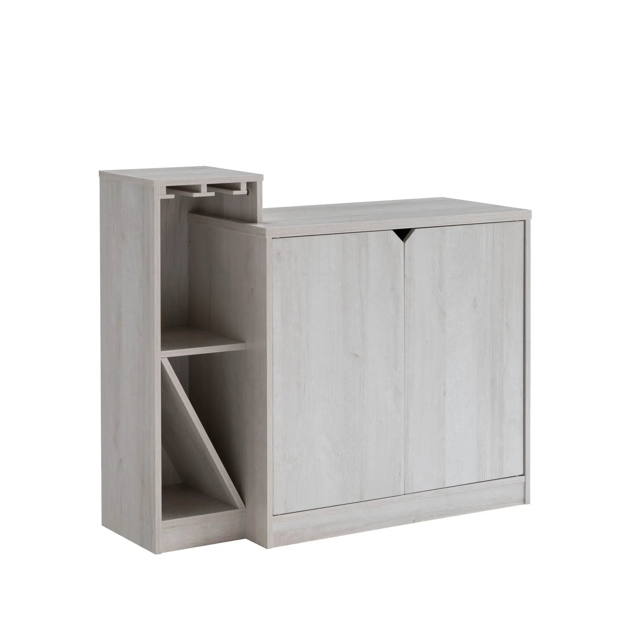 Bar Cabinet, Wine Bottle Storage Display Kitchen Cabinet, Holds 4 Wine Bottles - White Oak by HouseOfZazla
