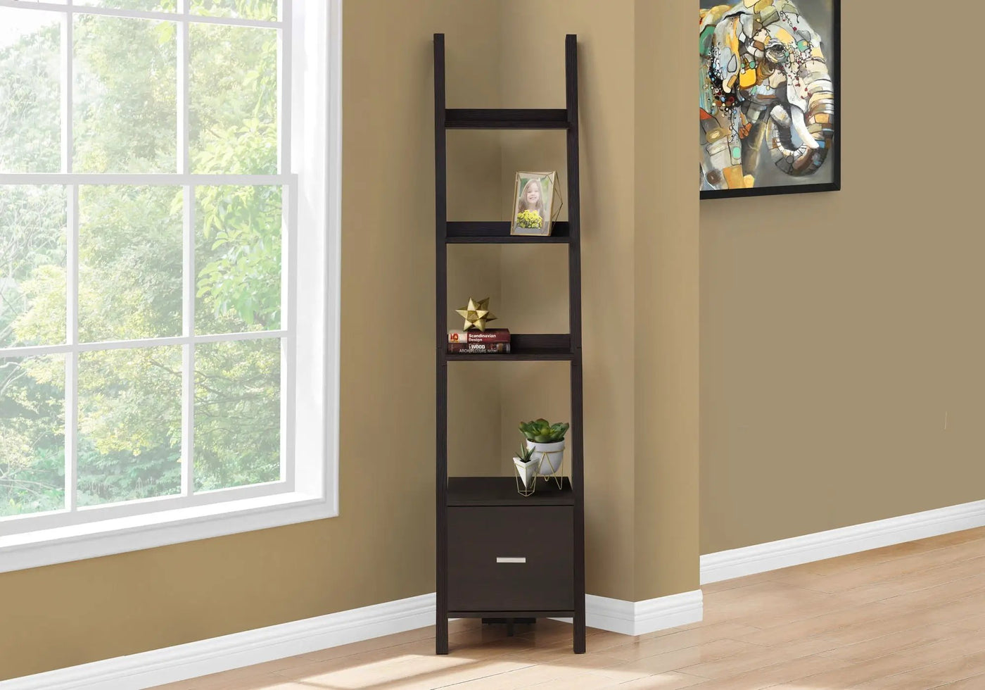 Contemporary Corner Ladder Bookshelf for Office by HouseOfZazla