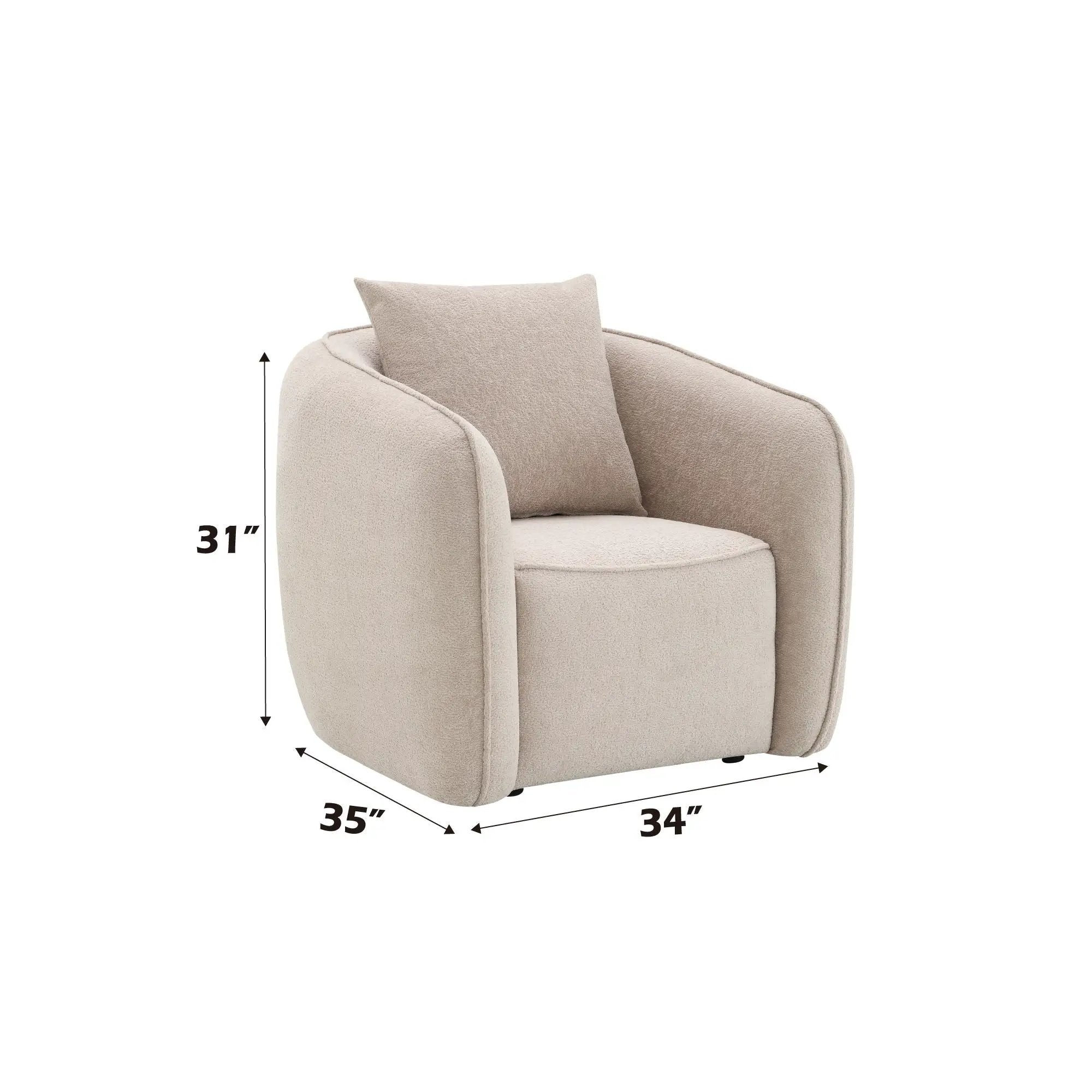 Keith Chenille Armchair With 1 Matching Color Toss Pillow by HouseOfZazla