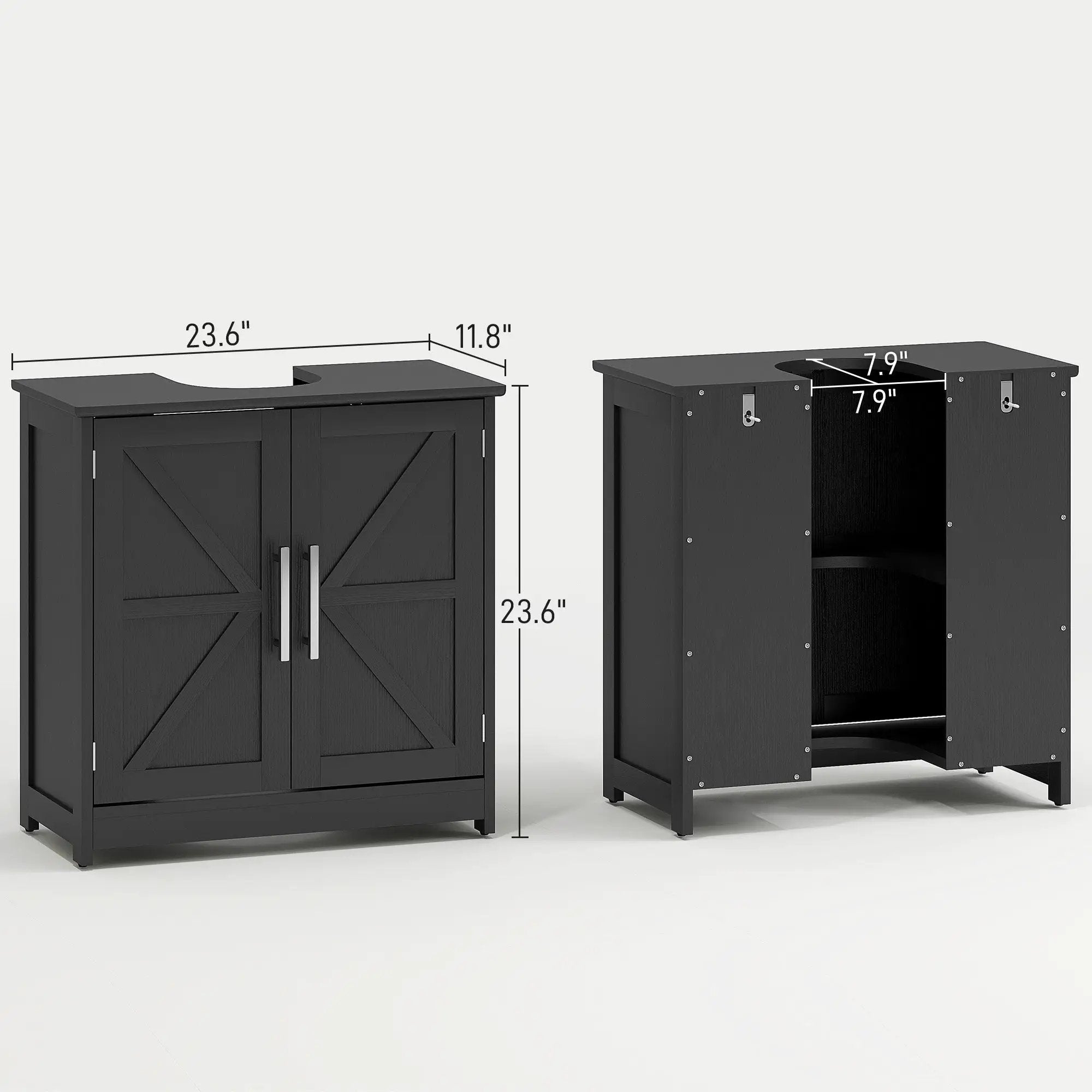 Pedestal Sink Storage Cabinet with 2 Barn Doors and Adjustable Shelf by HouseOfZazla