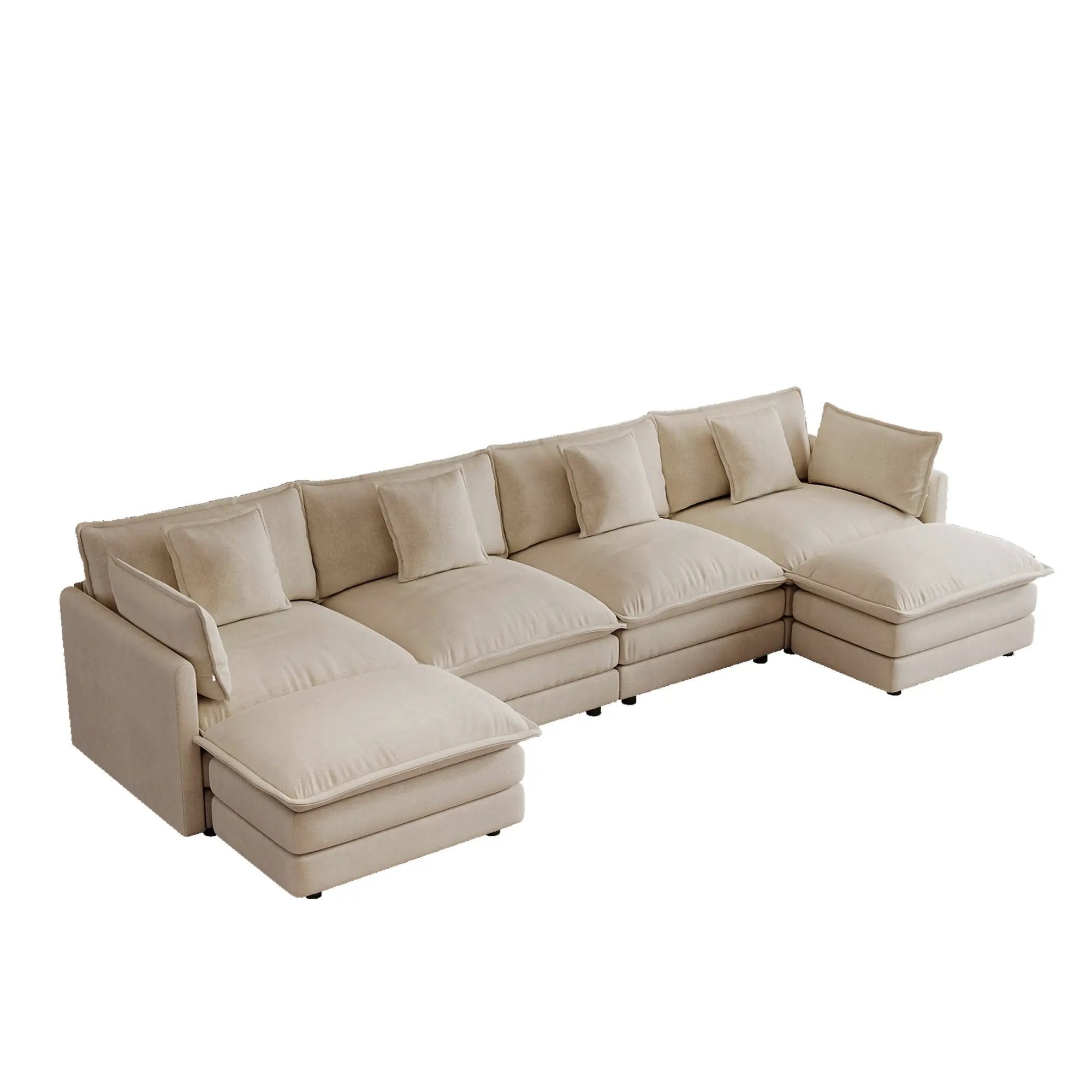 Oversized U Shape Sofa with 2 Ottomans in Light Coffee by HouseOfZazla