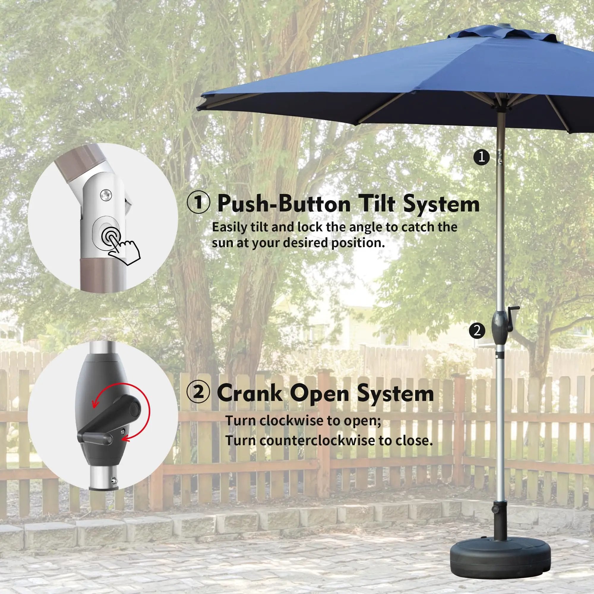 10FT Patio Umbrella - Navy Blue by HouseOfZazla