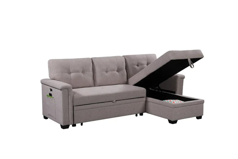 Nathan - Reversible Sleeper Sectional Sofa With Storage Chaise, USB Charging Ports And Pocket by Unique Piece Furniture