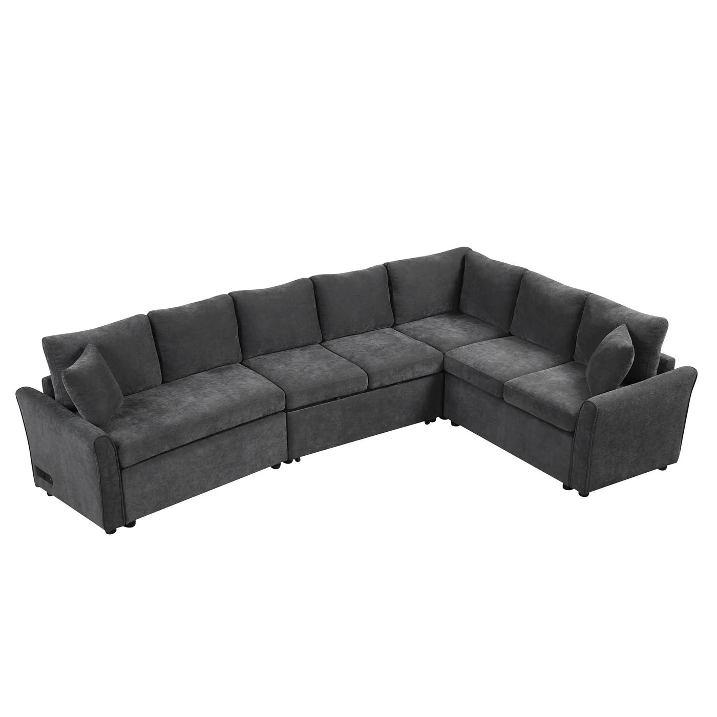 L-Shaped Sofa Convertible Sofa Bed Pull Out Sofa Sleeper With Two Back Pillows, Two USB Ports And Two Power Sockets For Living Room by HouseOfZazla