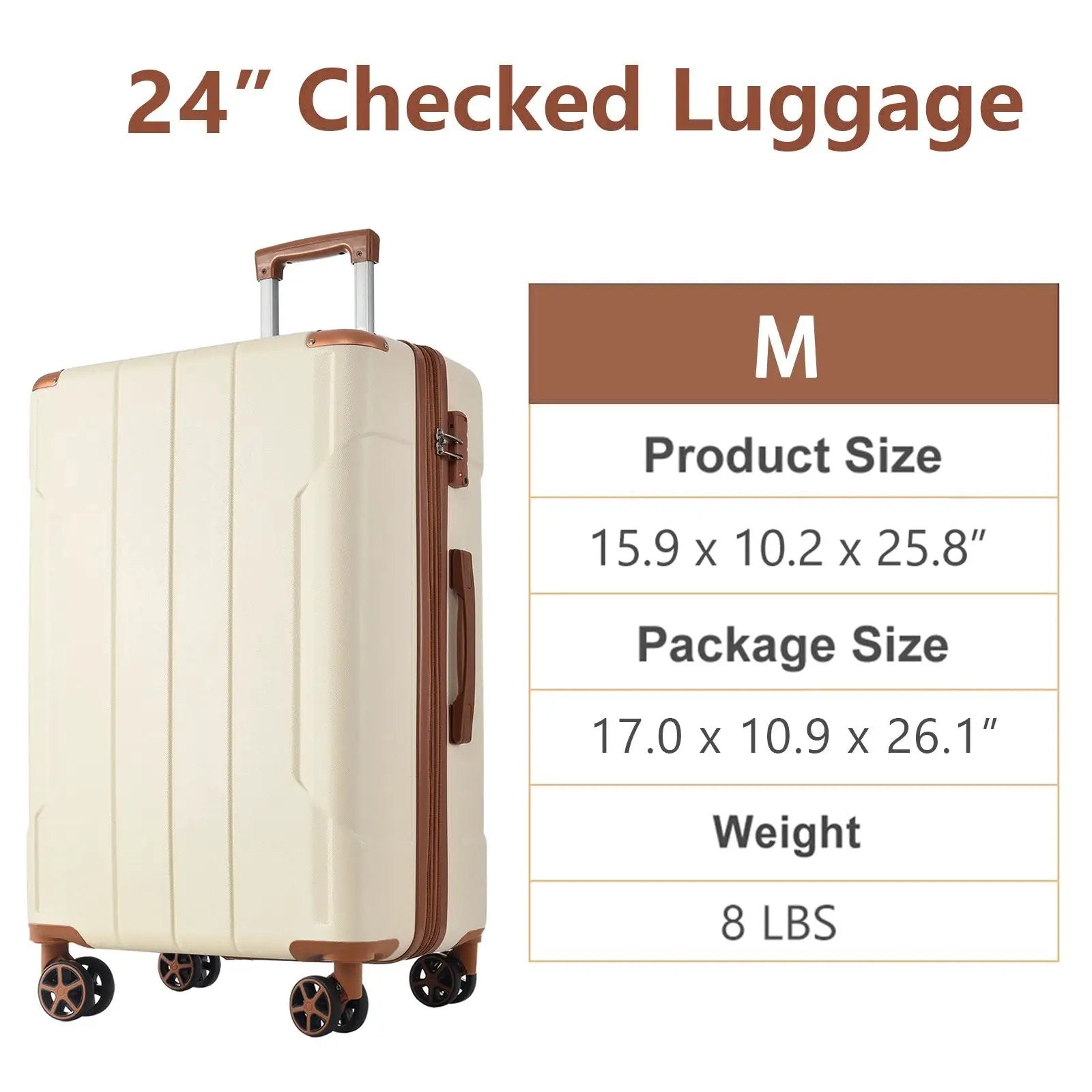 Lightweight Durable ABS Hardshell Luggage - 24-inch by HouseOfZazla