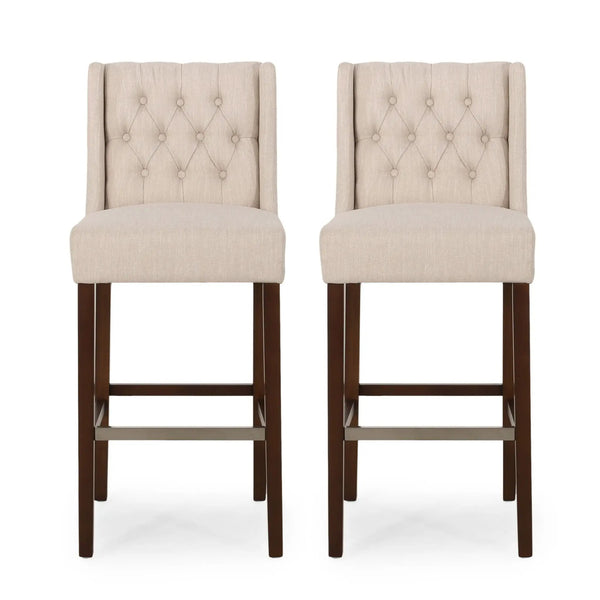 Solstara Upholstered Dining Barstool with Button Tufted and Wing Back