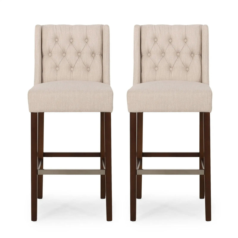 Solstara Upholstered Dining Barstool with Button Tufted and Wing Back by HouseOfZazla