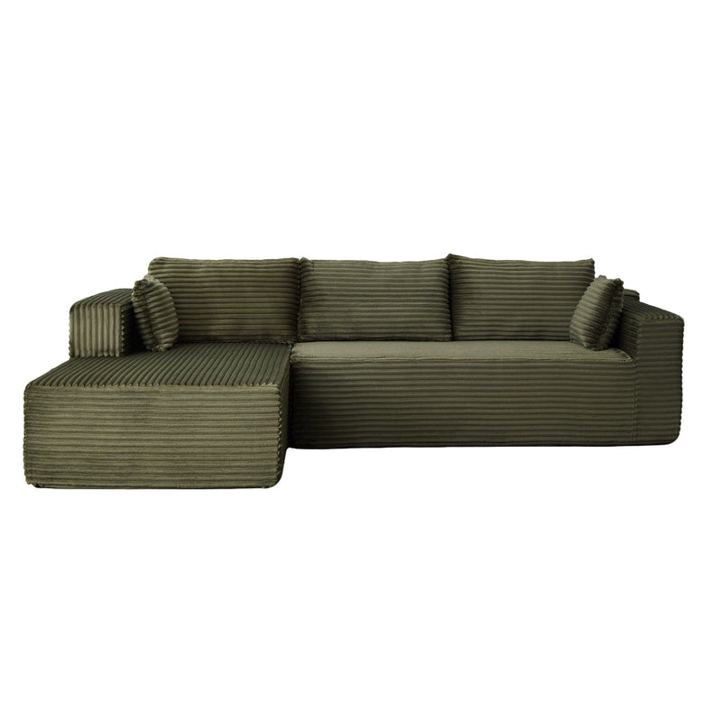 Compression Sectional Couch With Comfy Chaise, Boneless L Shape Sofa With Deep Seat by HouseOfZazla