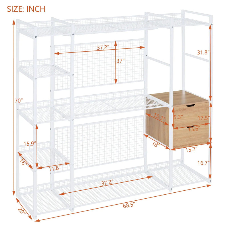 Open Style Wardrobe With Hanging Rails, Shelves And Drawers by Unique Piece Furniture