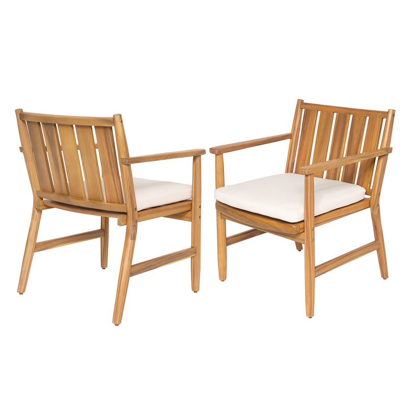 Outdoor Acacia Wood Arm Dining Chairs with Removable Cushions – Brown, photo 8 of 10