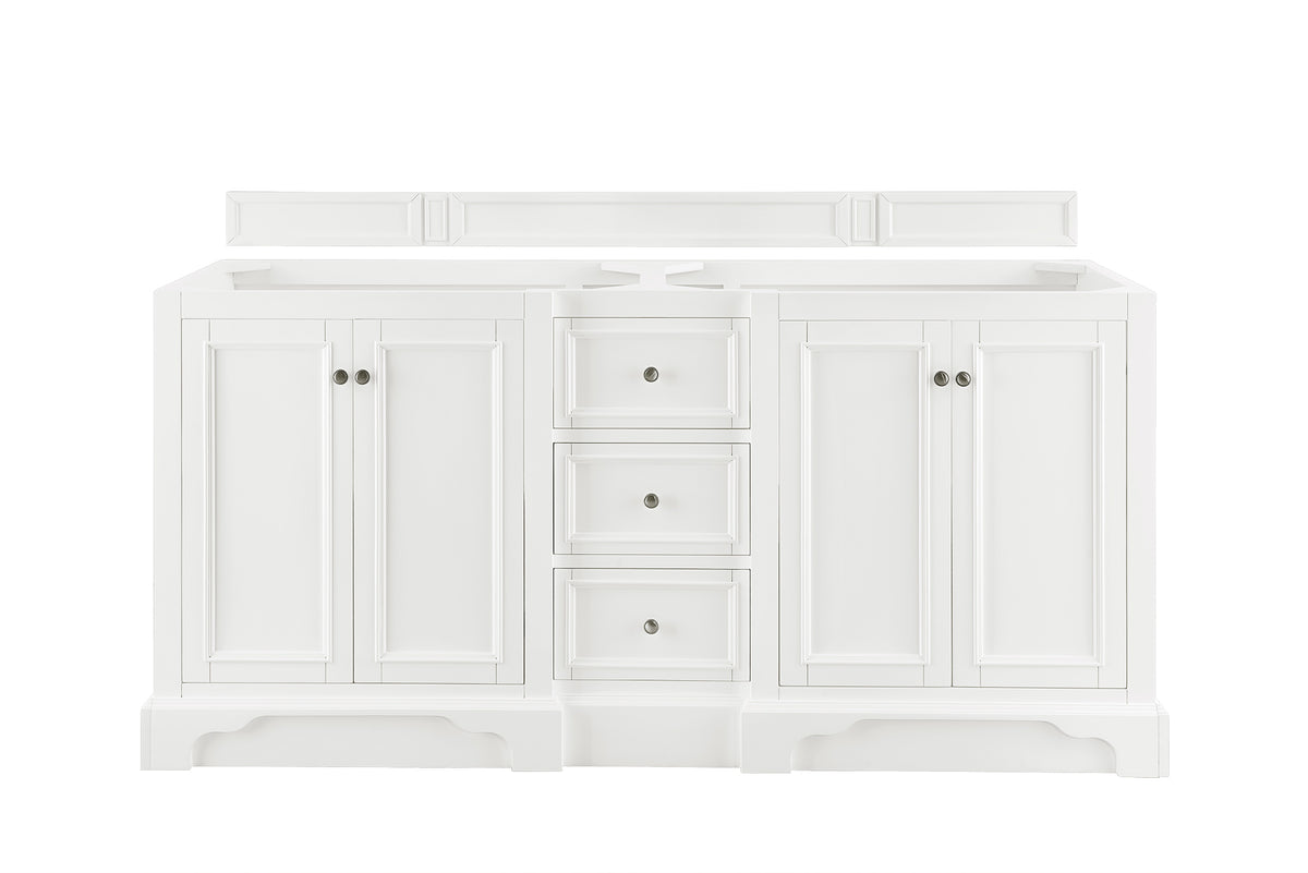 James Martin De Soto 72" Double Bathroom Vanity, Bright White, cabinet without a countertop