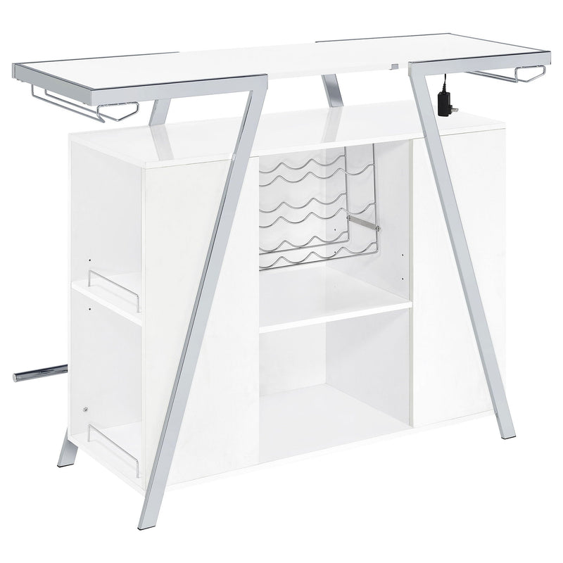 Katia - Wine Cabinet With LED Home Bar, 12 Bottle Storage - Gloss White by HouseOfZazla