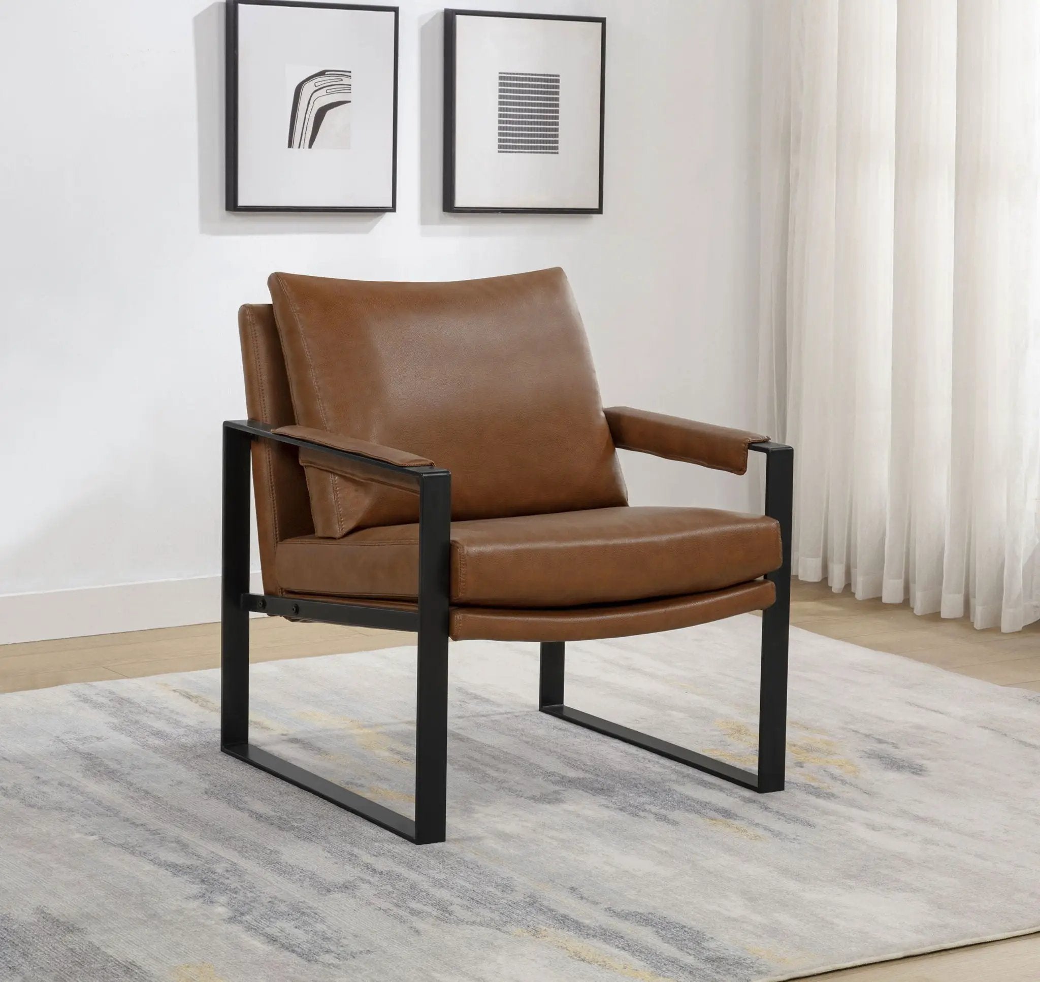 Rosalind Upholstered Track Arm Accent Chair Brown by Unique Piece Furniture