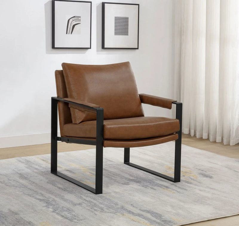 Rosalind Upholstered Track Arm Accent Chair Brown by Unique Piece Furniture