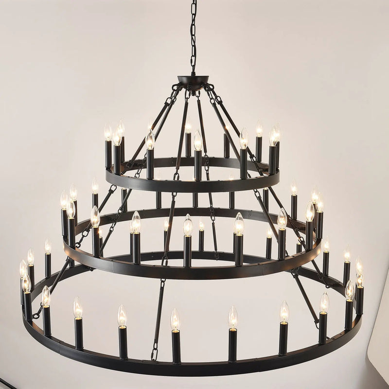 39.37 Inch 3-Tiers Wagon Wheel Chandelier by HouseOfZazla