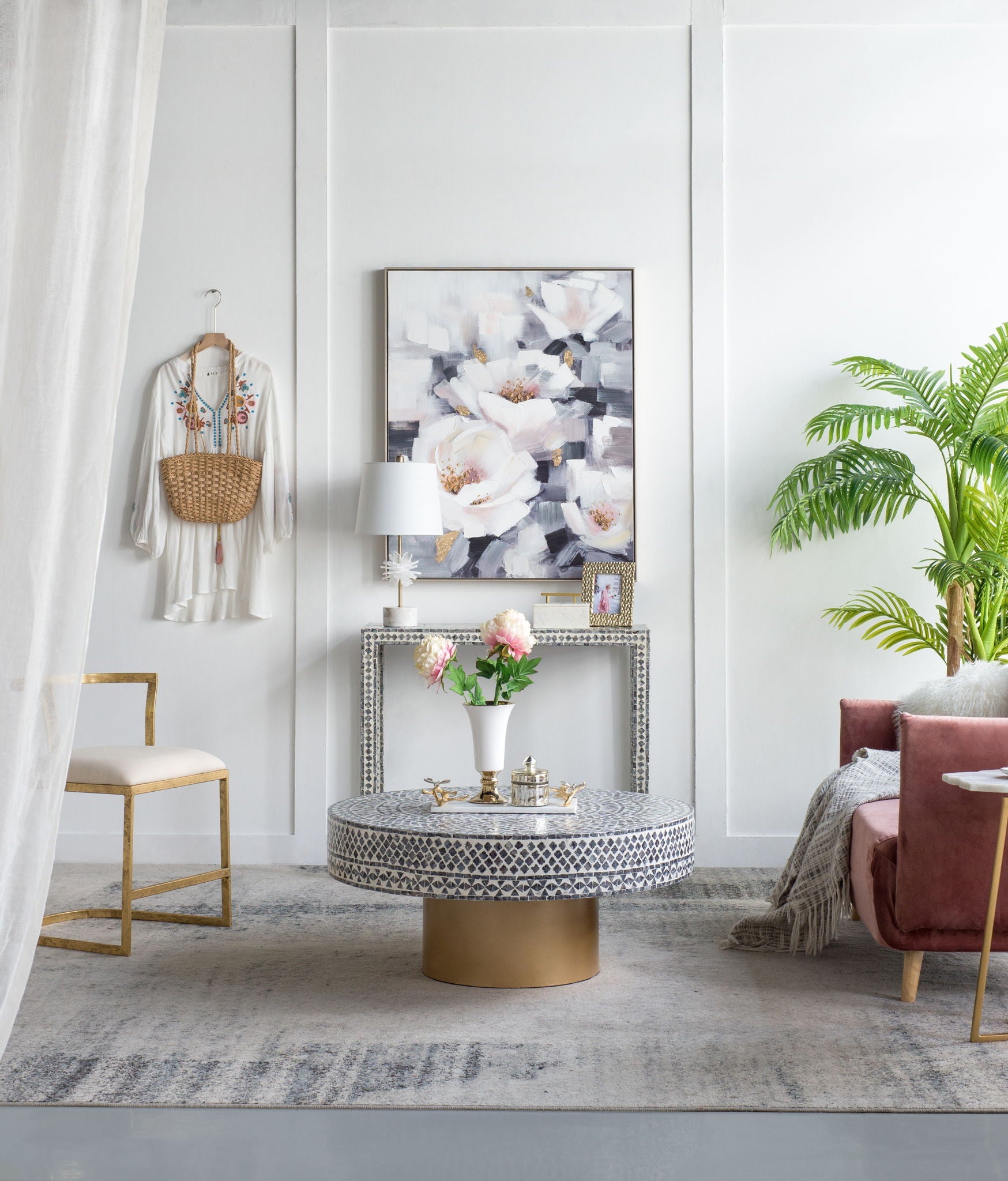 Unique Capiz Coffee Table & Pedestal Base by HouseOfZazla