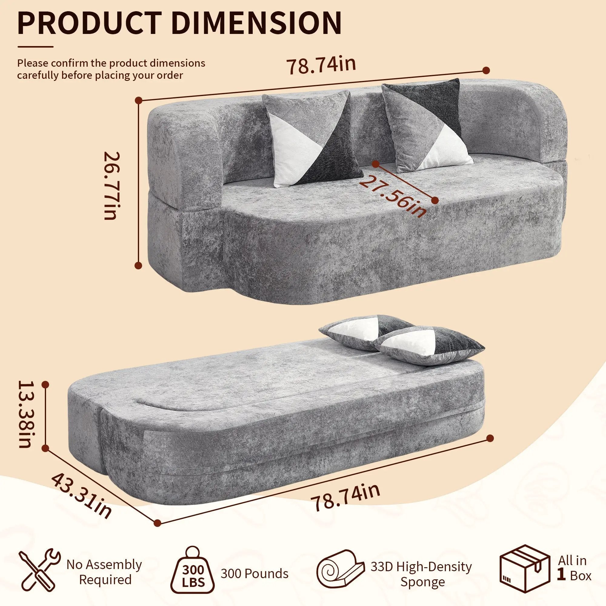 Eggshell Sofa Bed - Convertible Boneless Couch by HouseOfZazla