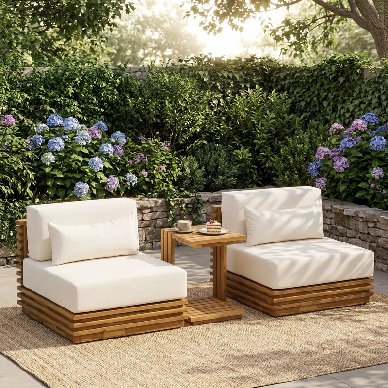 Oversized Outdoor 3-Piece Chat Set with Two Club Chairs and Side Table by HouseOfZazla