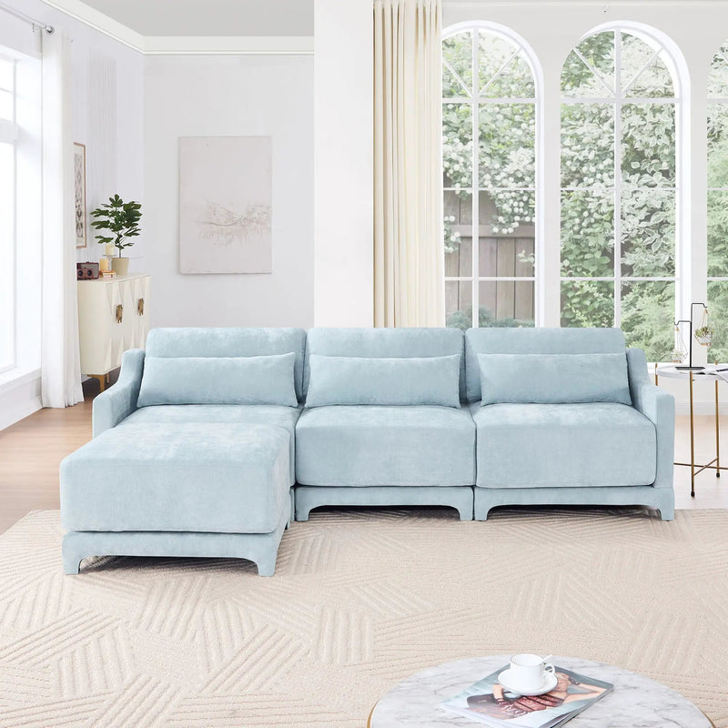 Stylish Sofa With Ottoman And Lumbar Pillows, Ergonomic Design by Unique Piece Furniture