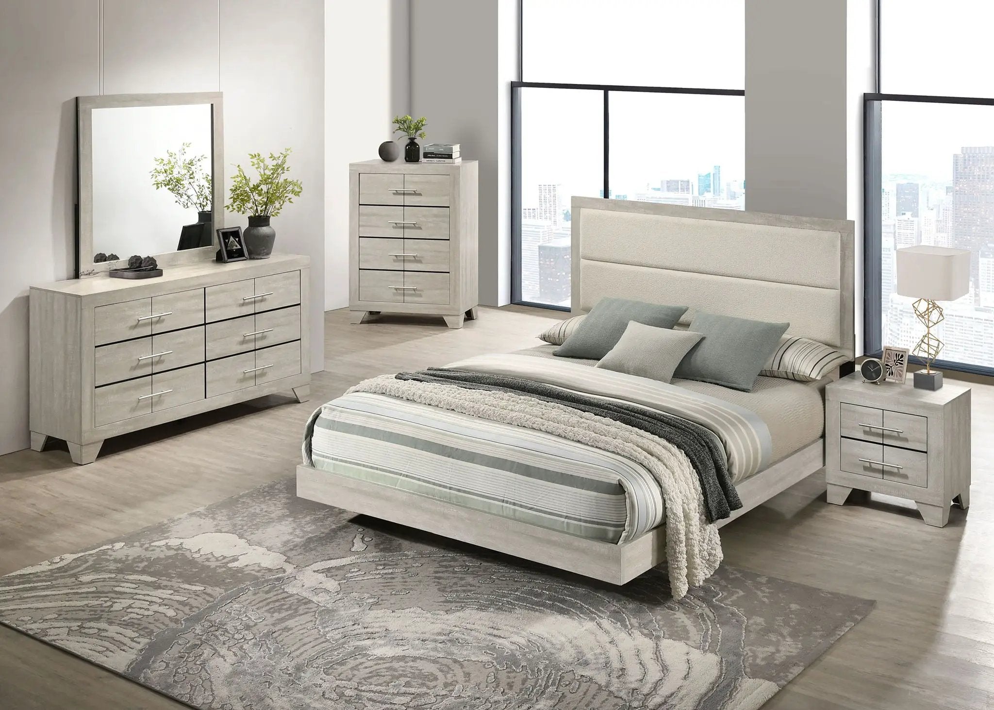 Trenton 5-piece Eastern King Bedroom Set Rustic Cream by Unique Piece Furniture