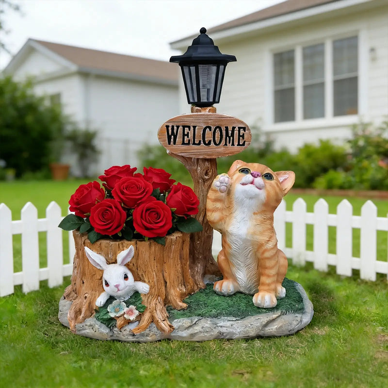 Cute Cat Planter Statue Garden Decor by HouseOfZazla
