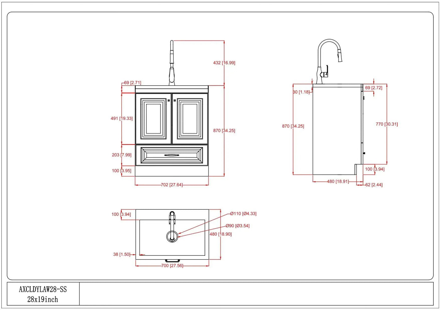 Lawrence - Laundry Cabinet With Faucet And Stainless Steel Sink by HouseOfZazla