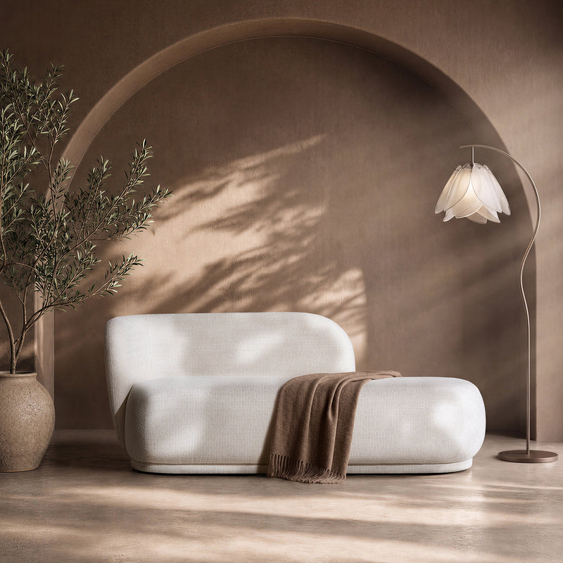 Aire 75" RAF Modern Rounded Chaise Lounge with Boucle Upholstery - Stone Light