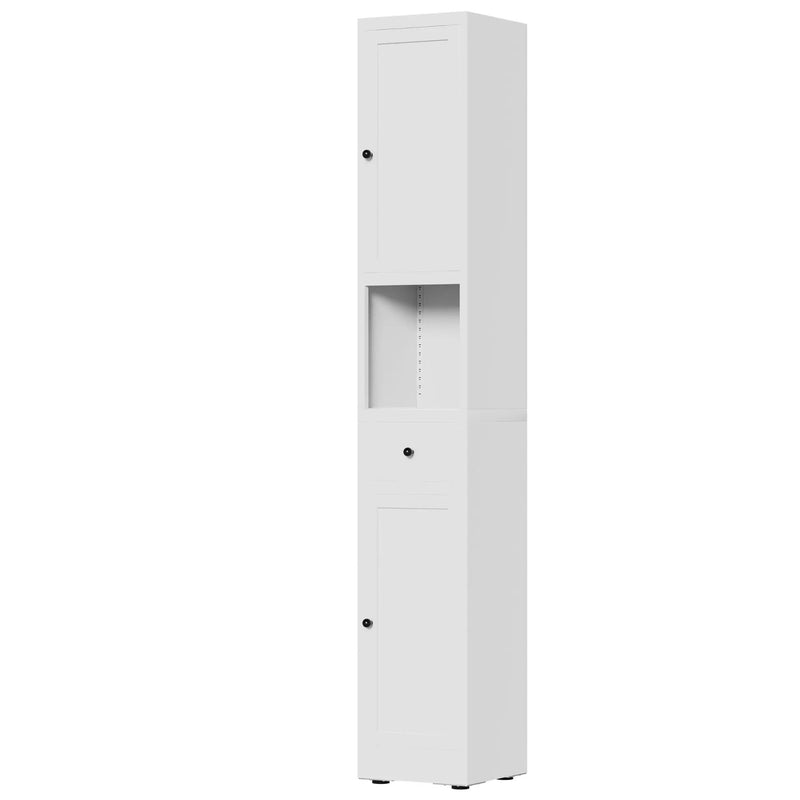 Tall Narrow Bathroom Cabinet With 5-Tier Storage, Adjustable Shelves, Freestanding - White by HouseOfZazla