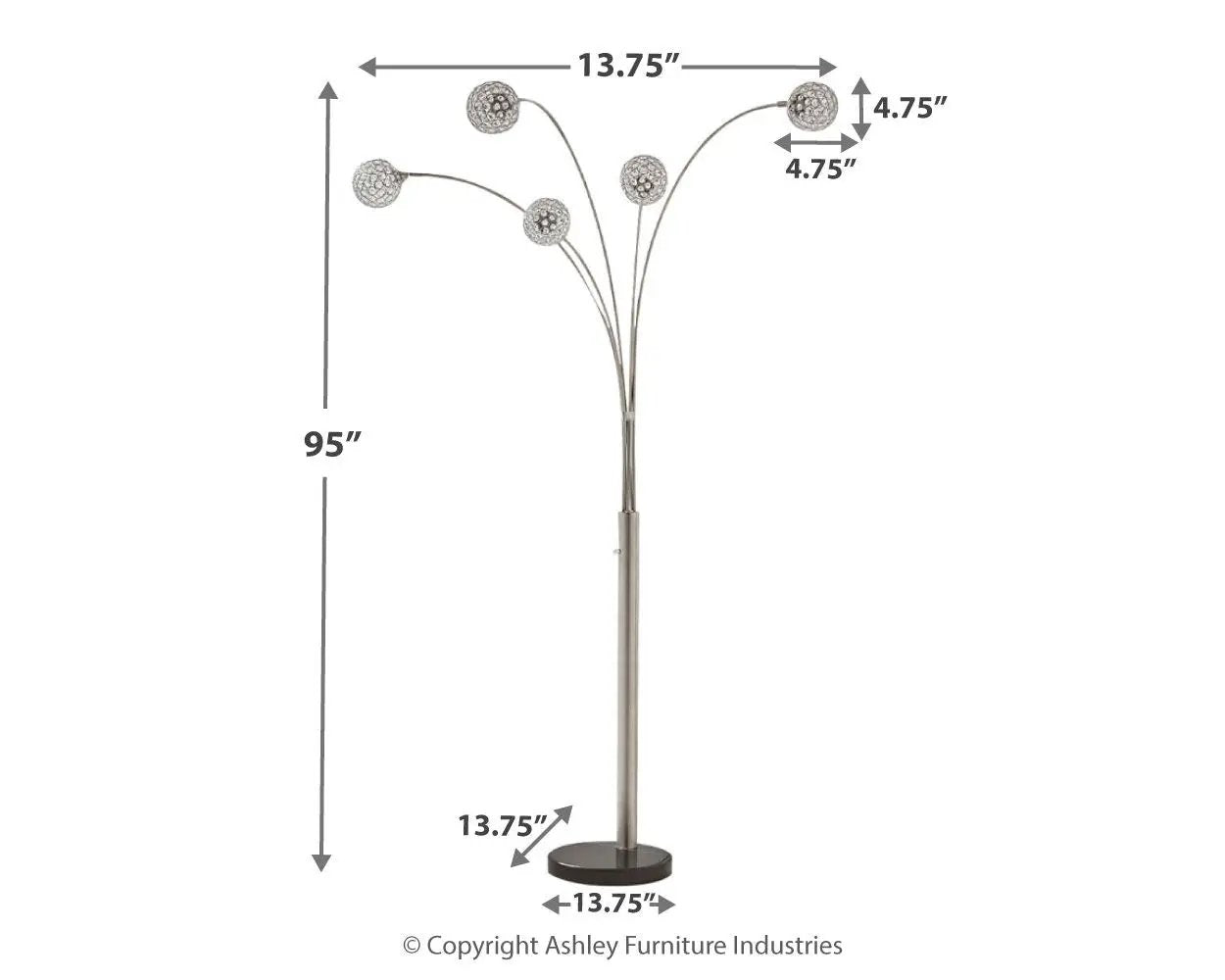 Winter - Metal Arc Lamp - Silver Finish by Unique Piece Furniture