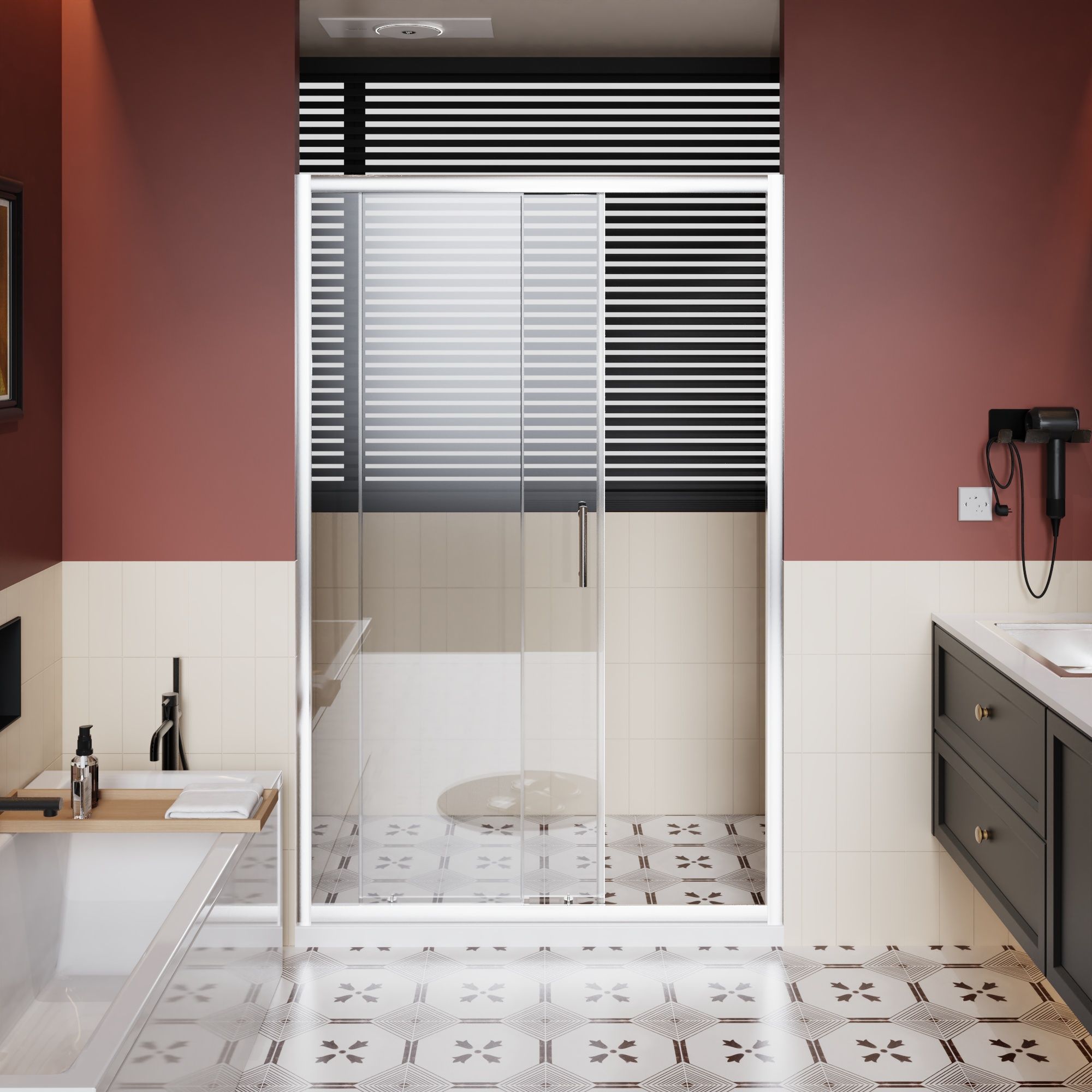 Single Sliding Shower Door With Handle - Chrome by HouseOfZazla