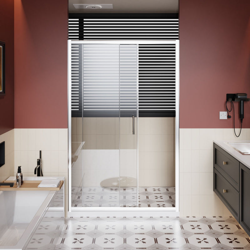 Single Sliding Shower Door With Handle - Chrome by HouseOfZazla