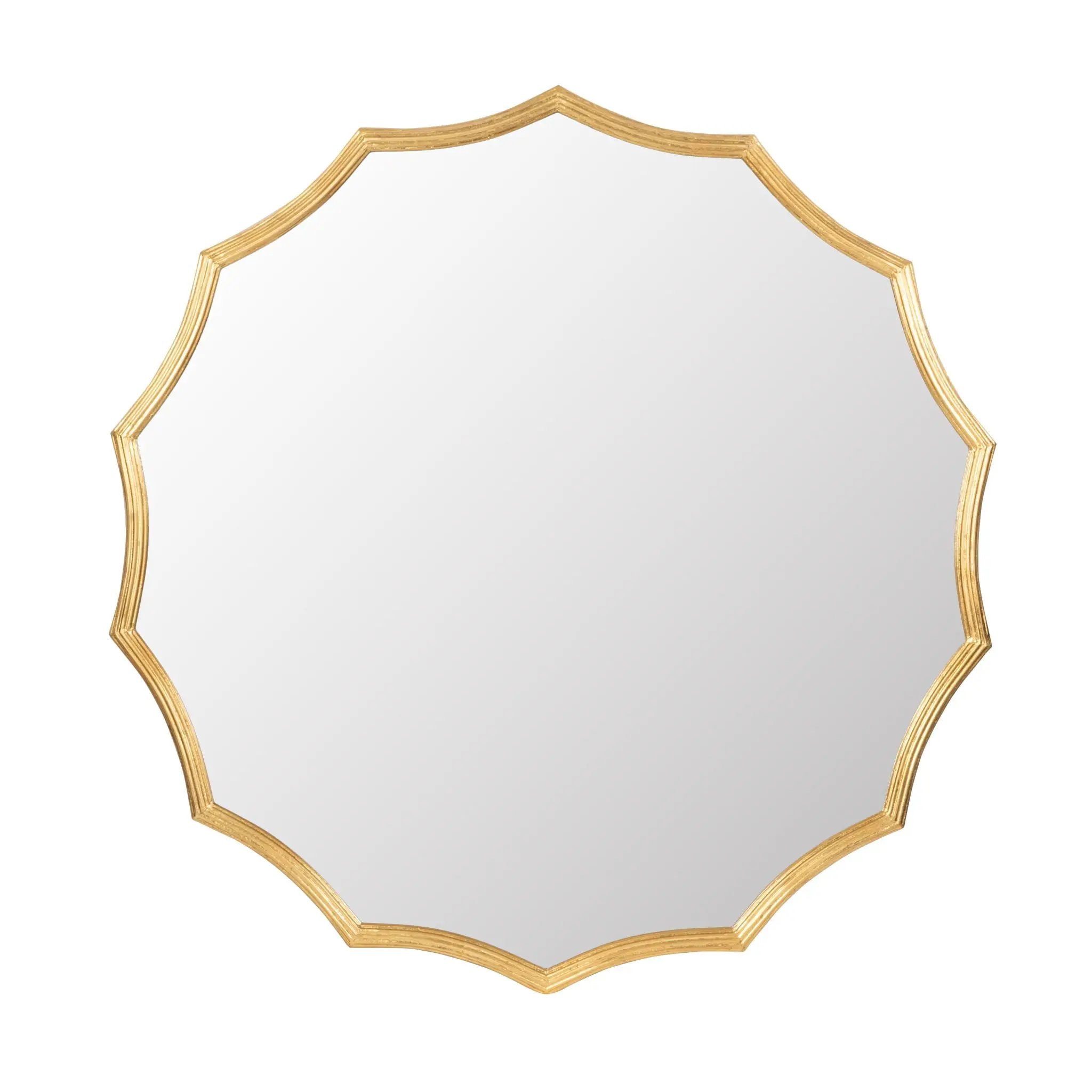 Round Sunburst Wall Mirror With, Wall Decor Mirror For Entryway Bedroom Living Room - Gold by Unique Piece Furniture