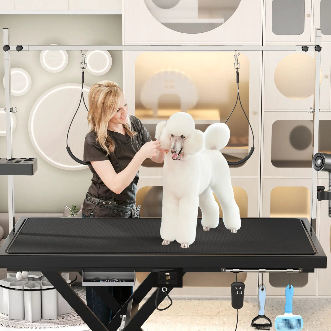 Super Deluxe Electric Pet Grooming Table, Height Adjustable by HouseOfZazla