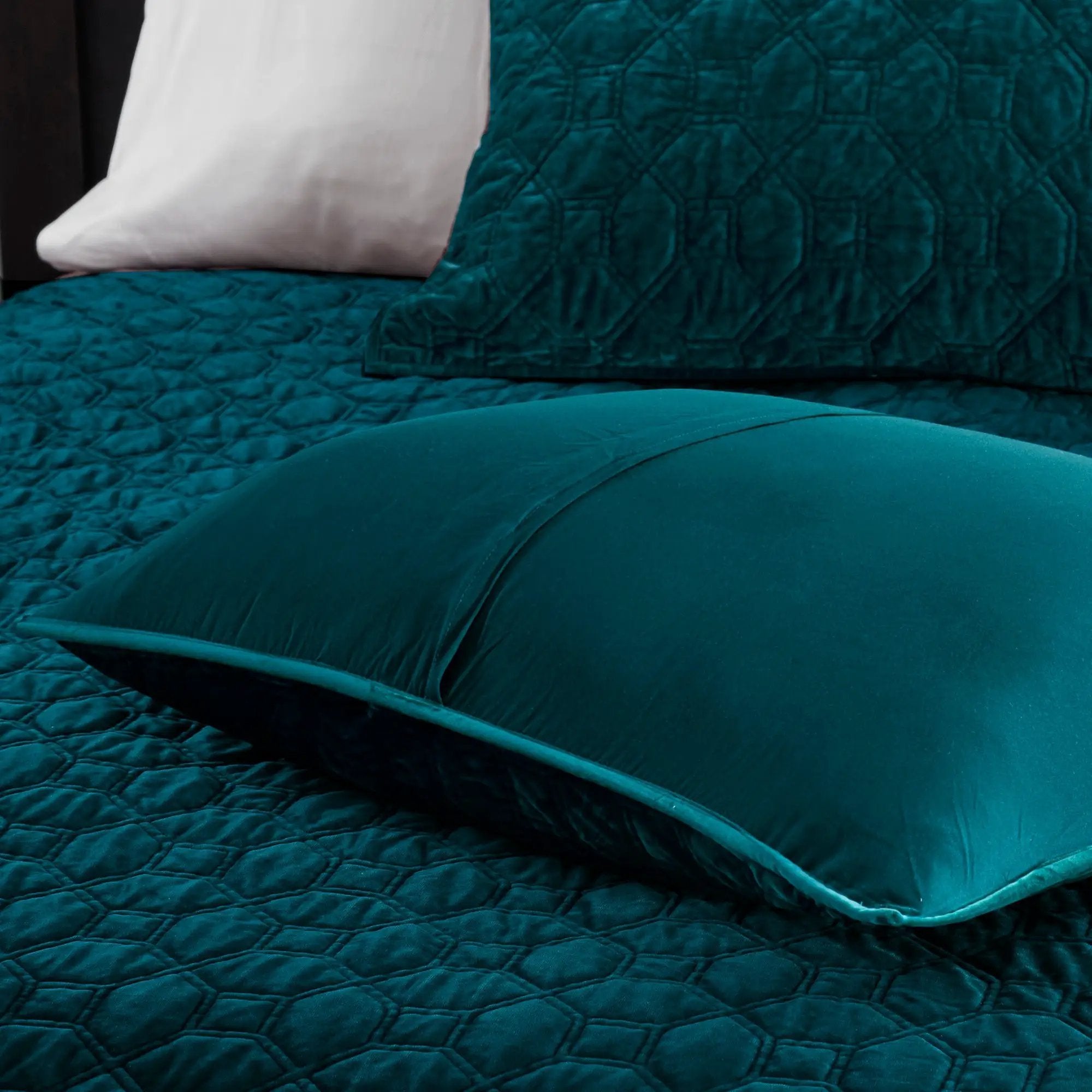 3 Piece Velvet Quilt Set Teal King/Cal King by HouseOfZazla