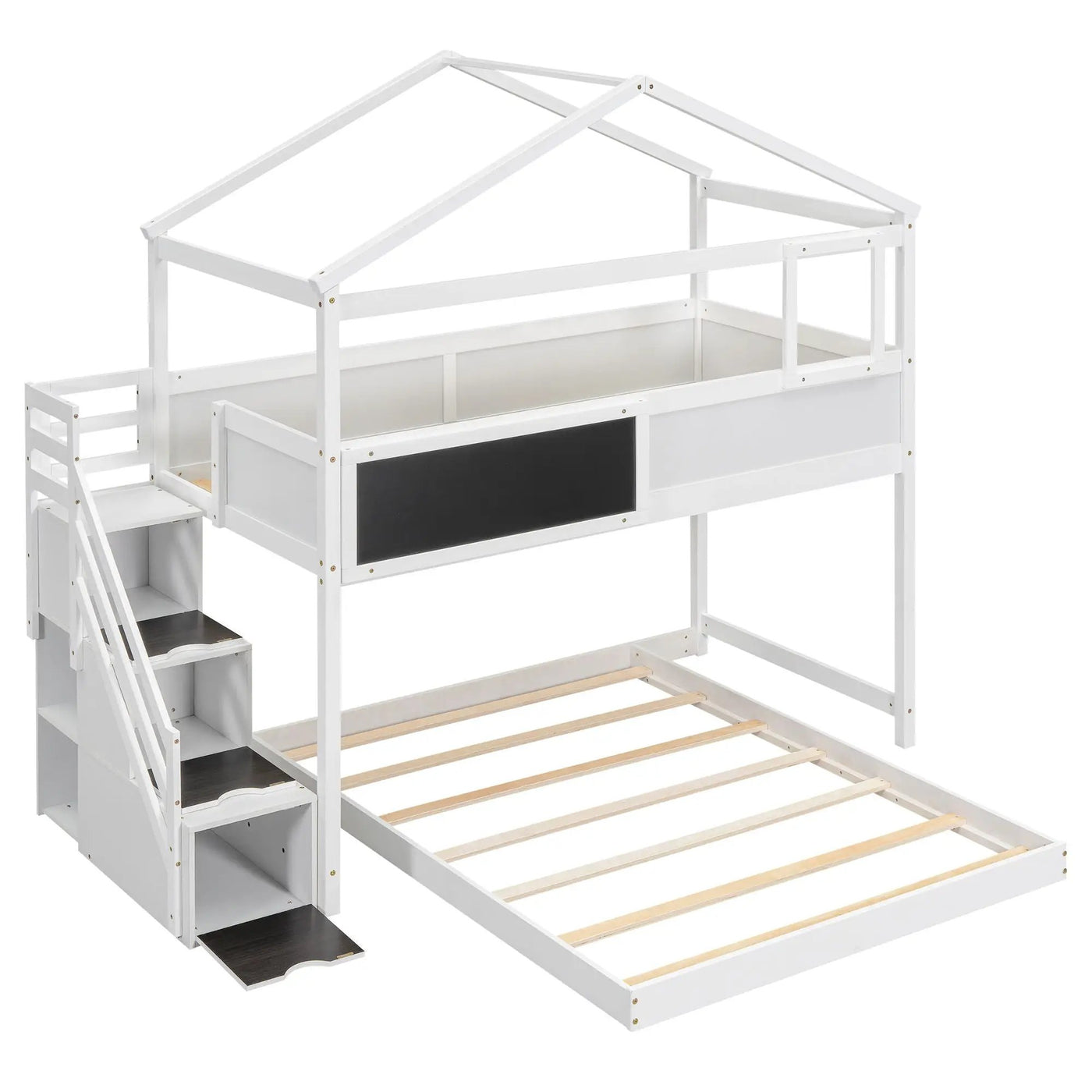House Style Bunk Bed With Storage Staircase And board by HouseOfZazla