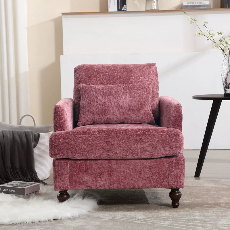 Modern Mid Century Wood Frame Armchair With Tufted Design by Unique Piece Furniture