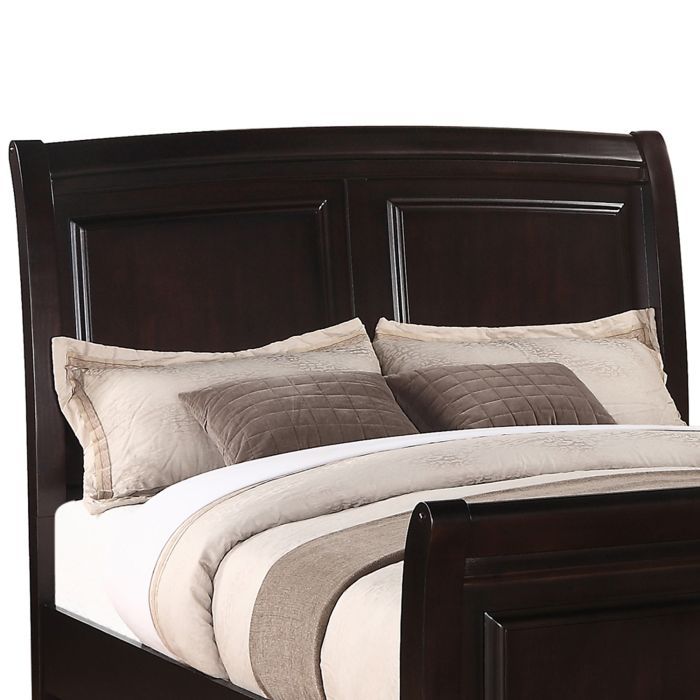 Dark Brown Transitional Sleigh Bed with Solid Wood Construction, photo 5 of 5