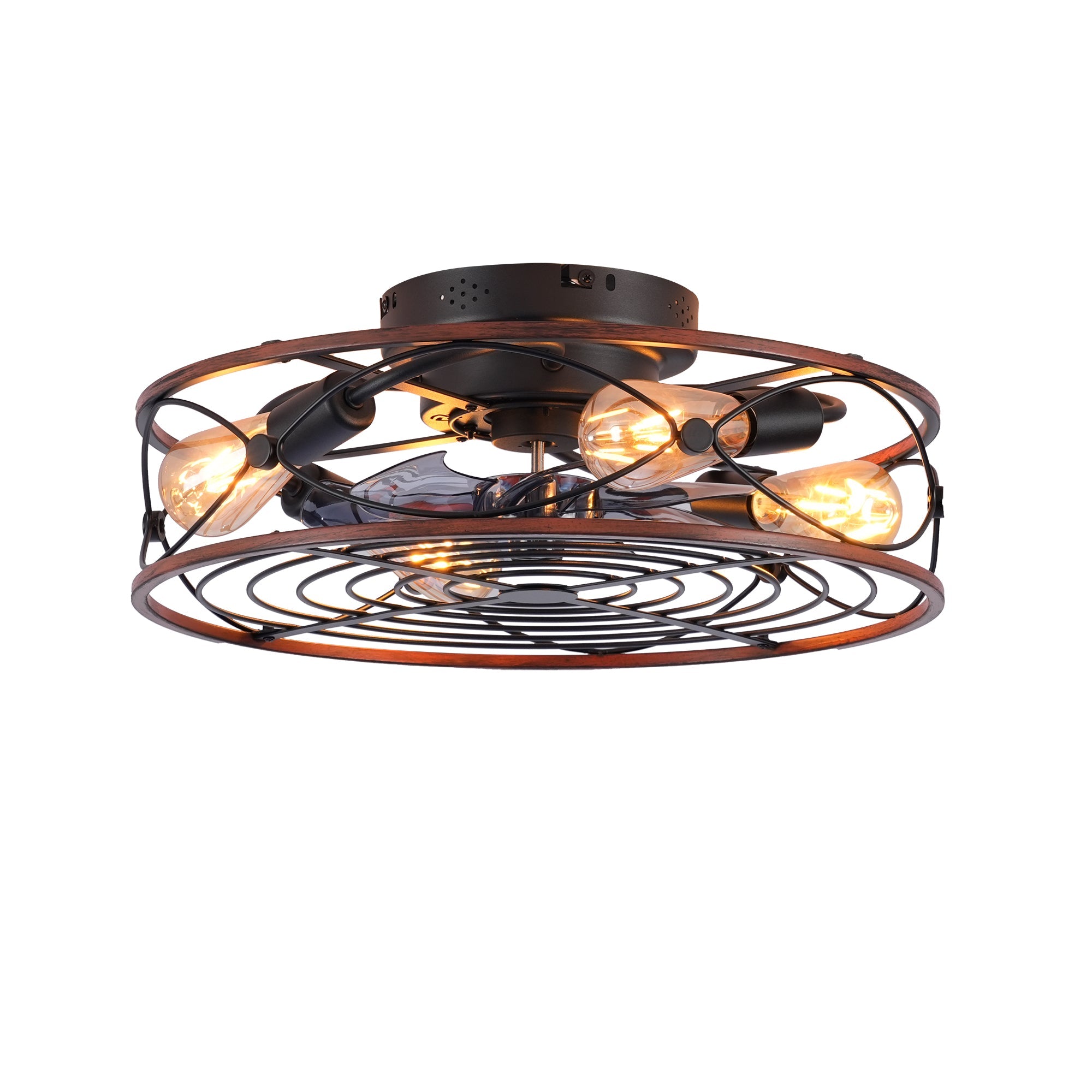 20'' Mounting Type Caged Ceiling Fan with Lights and Remote Control by HouseOfZazla