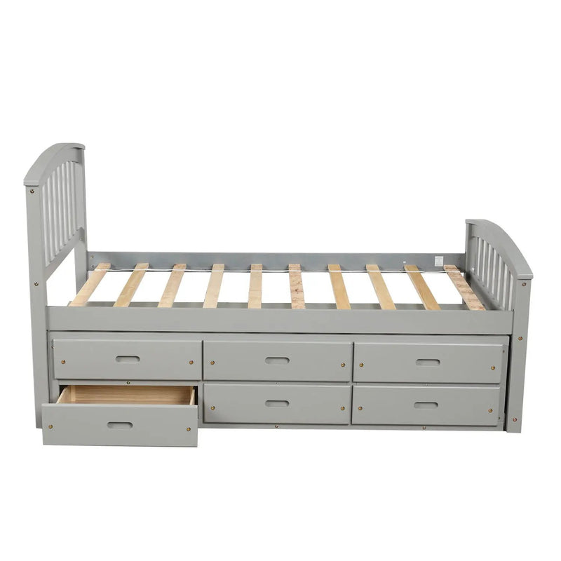 Platform Storage Bed Solid Wood Bed With 6 Drawers by Unique Piece Furniture