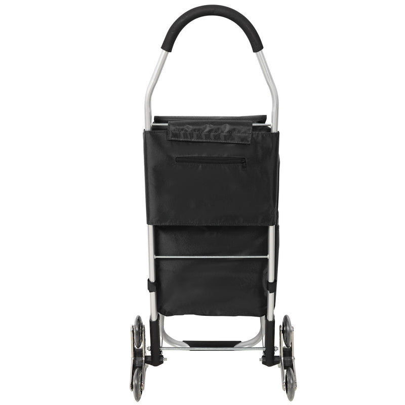Foldable Shopping Stair Trolley With Triangular Wheels And Removable Waterproof Bag - Black by HouseOfZazla