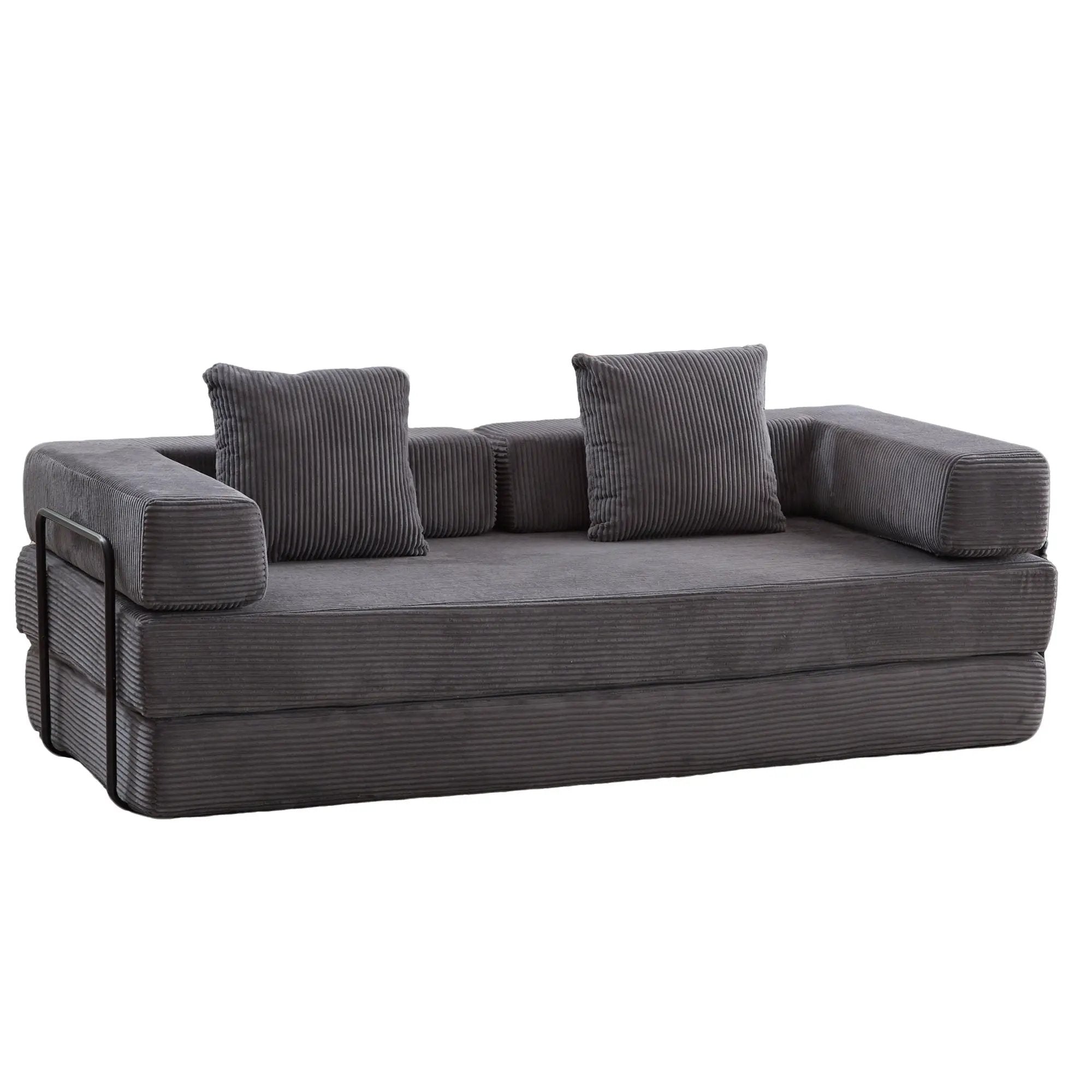 Floor Couch, Convertible Floor Sofa Bed With Pillow Back Support Armrest by HouseOfZazla