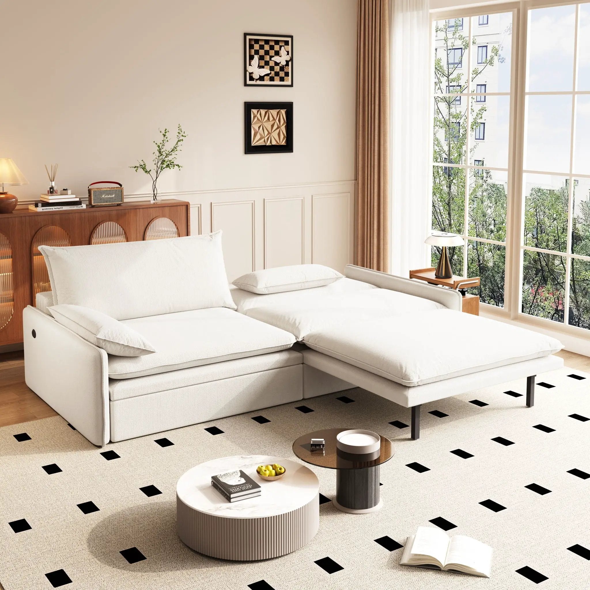 4 Seat Convertible Sleeper Sofa Bed, Modern With Storage by HouseOfZazla