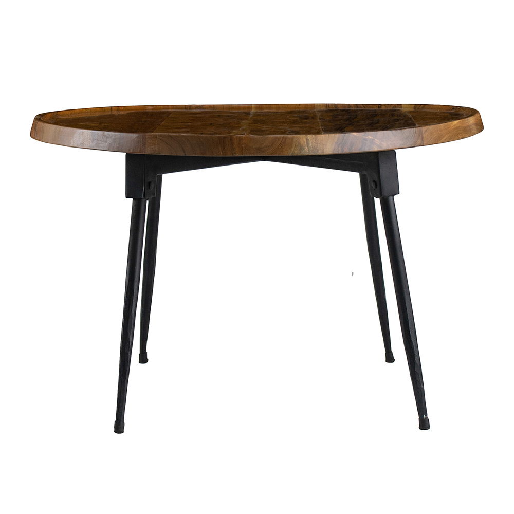 Oval Coffee Table with Acacia Wood and Iron Base - Brown, photo 17 of 18