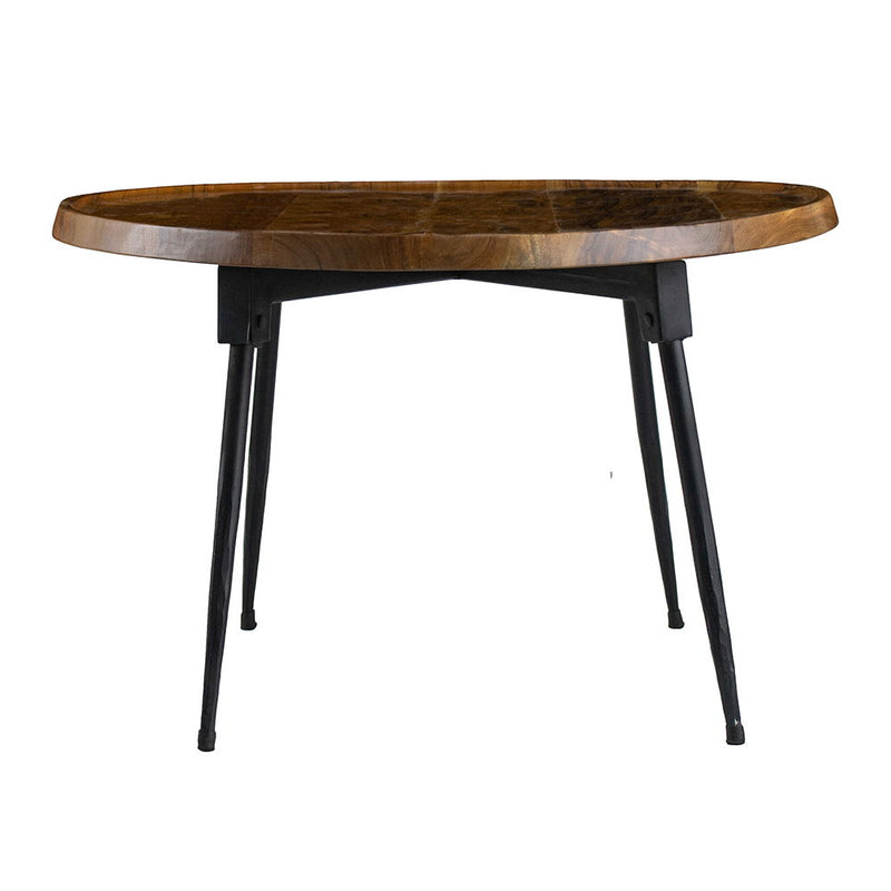 Oval Coffee Table with Acacia Wood and Iron Base - Brown, photo 17 of 18