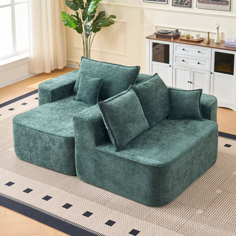 Modern Green Chenille L Shaped Sectional Sofa with Chaise by BLAKHOM