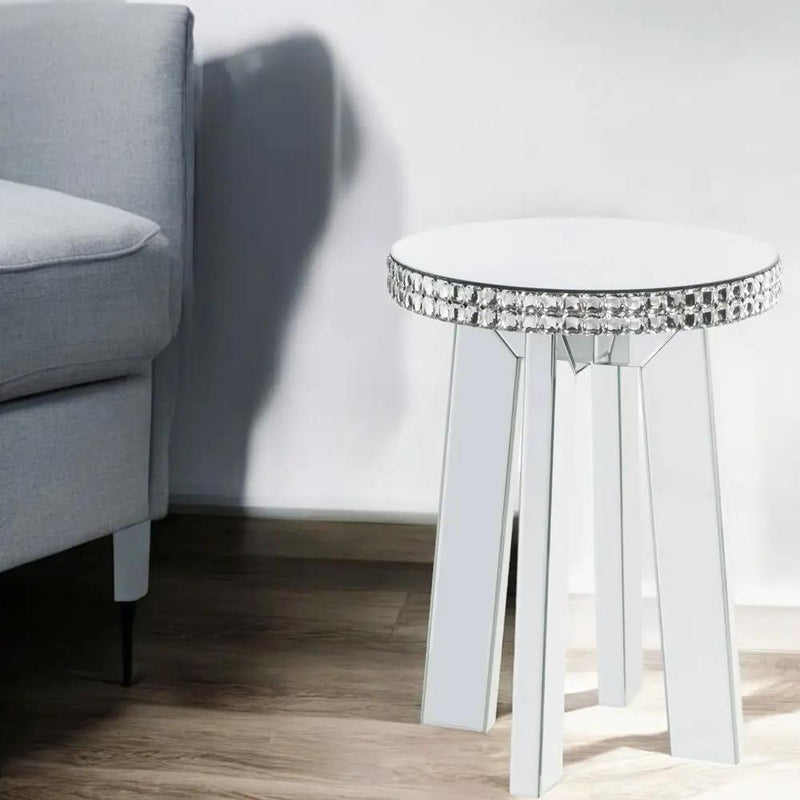 Lotus - End Table - Mirrored & Faux Ice Cube Crystals by Unique Piece Furniture