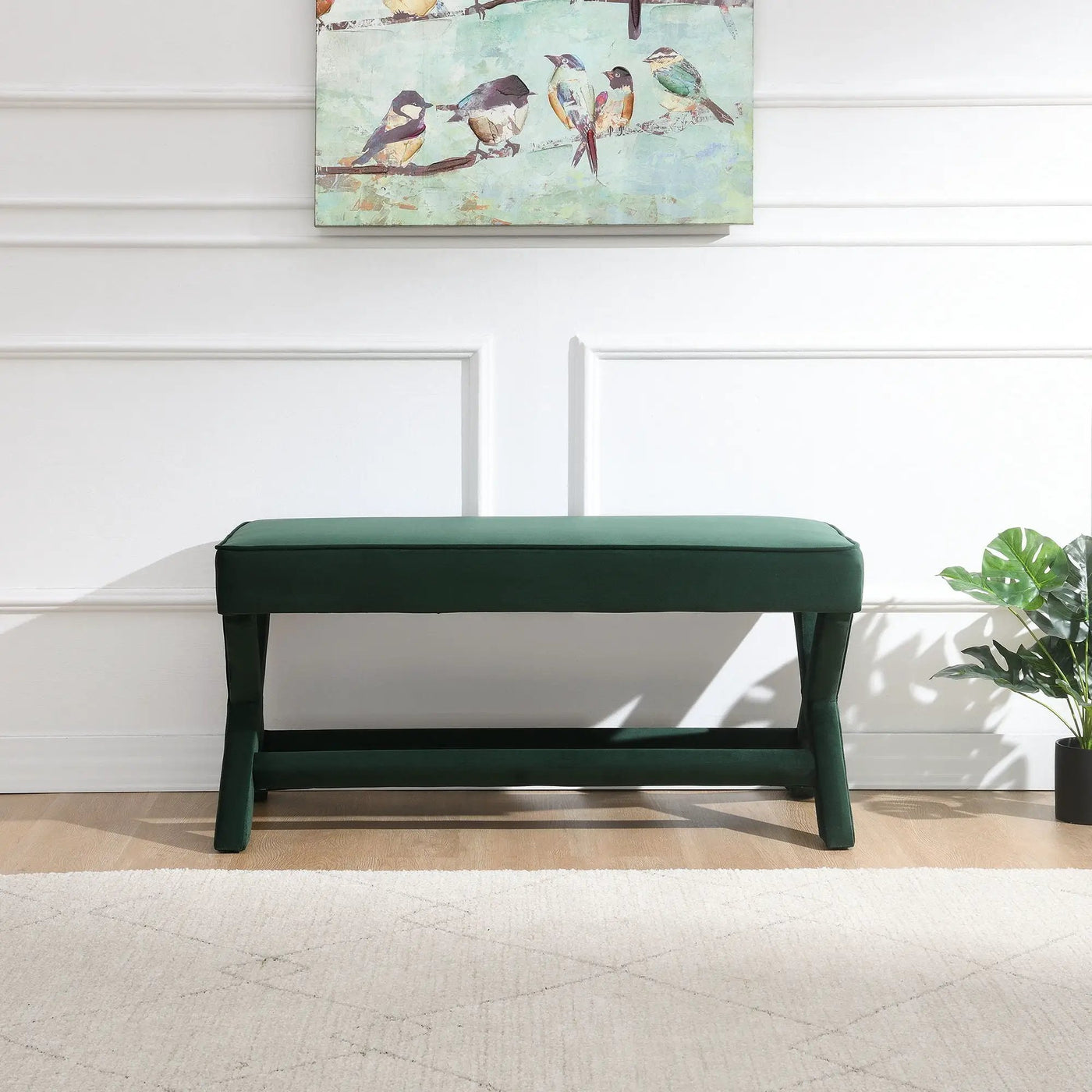 Comfort Double Bench Upholstered With X Crossed Legs by HouseOfZazla