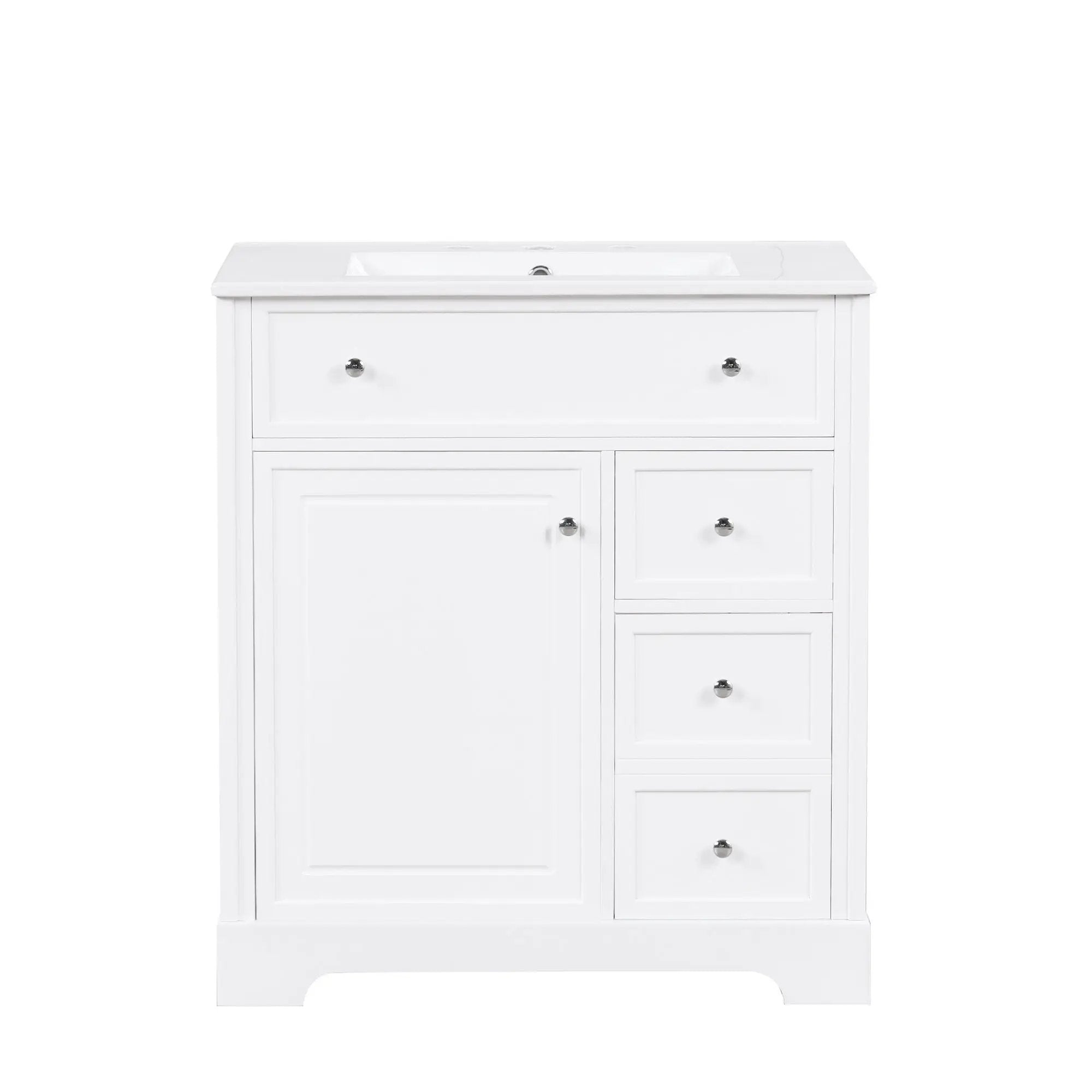 Bathroom Vanity With Sink Top, Cabinet With Door And 2 Drawers - White by Unique Piece Furniture