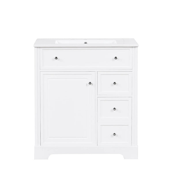 Bathroom Vanity With Sink Top, Cabinet With Door And 2 Drawers - White